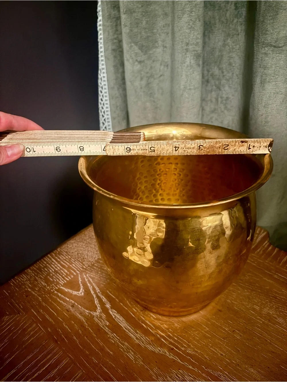 Vintage Hammered Brass Planter